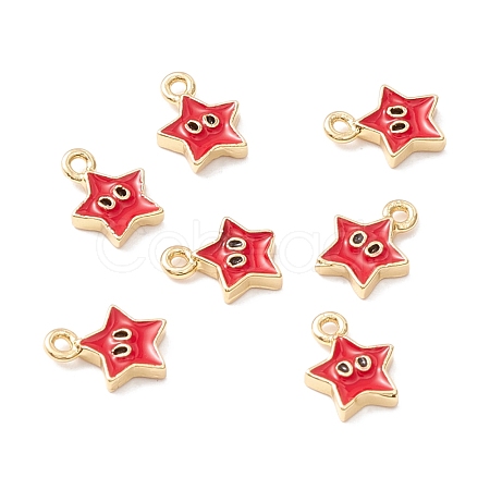 Rack Plating Eco-friendly Brass Enamel Charms KK-D073-01G-01-NR-1