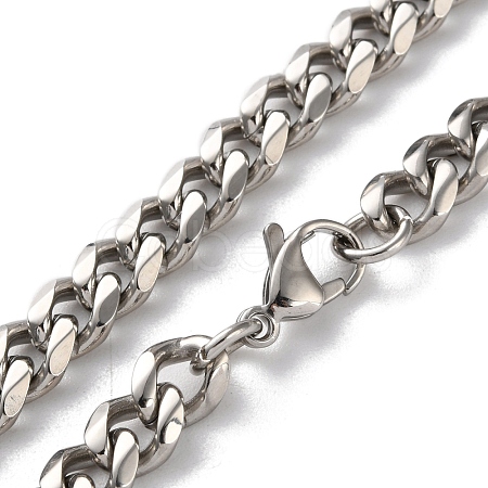 304 Stainless Steel Cuban Link Chain Necklaces for Men NJEW-B117-01G-P-1