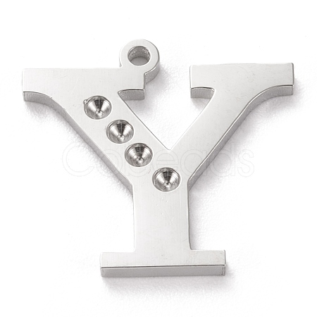 Tarnish Resistant 304 Stainless Steel Letter Pendant Rhinestone Settings STAS-J028-01Y-1