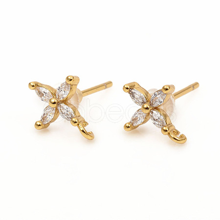 Brass Stud Earring Findings ZIRC-L096-14G-1