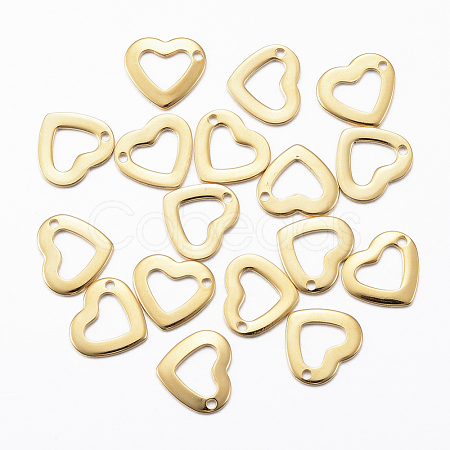 201 Stainless Steel Open Heart Charms STAS-H557-37G-1