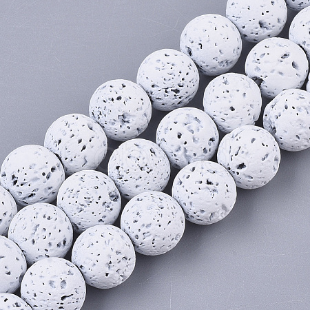 Spray Painted Natural Lava Rock Beads Strands G-N0324-D-10-1