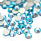 Glass Flat Back Rhinestone, Grade A, Back Plated, Faceted, AB Color, Half Round, Aquamarine, 4.6~4.8mm