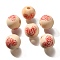 Valentine's Day Element Printed Wood Beads, Round, Bisque, 16mm, Hole: 4mm