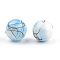 Drawbench & Baking Painted Glass Beads Strands, Round, Sky Blue, 16mm, Hole: 1.5mm,  about 50pcs/strand, 31.4 inch