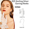 10 Pair 925 Sterling Silver Earring Hooks STER-BBC0001-16-2
