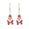 Christmas Santa Claus 304 Stainless Steel Glass Dangle Earrings EJEW-MZ00610-1