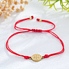 Vintage Metal Religion Saint Benedict Medal Link Adjustable Braided Nylon Cord Bracelets HF0966-2-1