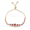Adjustable Brass Micro Pave Cubic Zirconia Bolo Bracelets BJEW-F404-01B-G-1