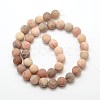 Natural Sunstone Frosted Round Bead Strands G-O039-07-6mm-2