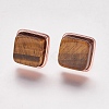 Natural Tiger Eye Stud Earrings EJEW-F139-A02-3