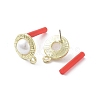 Rack Plating Golden Alloy with ABS Pearl Stud Earring Findings EJEW-B036-03G-05-2