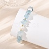 Raw Rough Natural Aquamarine Chip & Cultured Freshwater Pearl Beaded Bracelets for Women BJEW-JB13971-2
