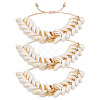 3Pcs Natural Cowrie Shell Charm Bracelets Set BJEW-PH0004-36-1
