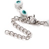 Enamel Oval with Evil Eye Link Chains Bracelet BJEW-P271-04P-02-3