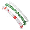 3Pcs 3 Styles Polymer Clay & Glass Beaded Stretch Bracelet Sets BJEW-JB10676-3