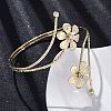 Lotus Alloy Arm Cuff Bangles for Girl Women AJEW-A063-01E-G-2