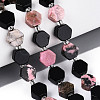 Natural Obsidian & Rhodonite Beads Strands G-N358-03A-04-1