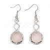 Hexagon Natural Rose Quartz Dangle Earrings EJEW-K298-01P-09-4