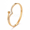 Crystal Rhinestone Wave Hinged Bangle Hand Polished BJEW-G648-04G-3