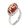 Oval Dyed & Heated Tibetan Style dZi  Natural Agate Adjustable Rings RJEW-C087-04P-04-3