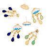 2 Pairs 2 Colors Teardrop Alloy Enamel Dangle Stud Earrings for Women EJEW-TA0001-49A-2