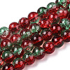 Two-Tone Crackle Baking Paint Transparent Glass Beads Strands X-CCG-T004-8mm-06-1