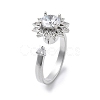 Sunflower Rotatable Open Cuff Rings for Women RJEW-S402-13P-1