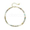 Bohemian Style Natural Flower Amazonite & Brass Rondelle Disc Heishi Beaded Anklets FS-WG8FF45-08-1