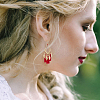 6 Pairs 6 Colors Leaf & Cotton Tassel Chandelier Earrings EJEW-FI0003-14-6