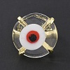 Lampwork Evil Eye Open Cuff Ring RJEW-C051-01G-08-5