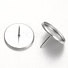 Tarnish Resistant Flat Round Stainless Steel Stud Earring Settings X-STAS-M227-16mm-2