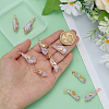 10Pcs 5 Styles Electroplated Natural Quartz Crystal Copper Wire Wrapped Pendants PALLOY-FG00005-3