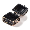 Carved Cuboid Rack Plating Brass Prayer Box Pendants KK-L101-16R-NF-5