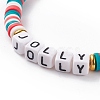 3Pcs 3 Style Polymer Clay Heishi Surfer Stretch Bracelets Set with Word Jolly Acrylic Beads BJEW-TA00129-7