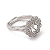Flower Brass Micro Pave Clear Cubic Zirconia Cuff Ring Settings KK-D378-32P-3