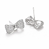 Rack Plating Brass Micro Pave Cubic Zirconia Earring Findings X-KK-C237-05P-2