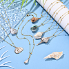 7Pcs 7 Styles Electroplated Natural Shell Pendant Brass Satellite Chain Necklaces NJEW-YW00003-4