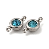 304 Stainless Steel Single Rhinestone Connector Charms STAS-E194-13P-14-3