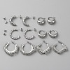 6 Pair 6 Style Brass Round Stud Earrings EJEW-WH0015-60P-1