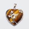 Heart Natural Tiger Eye Pendants X-GP356-7-2