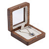 Wood Badge Storage Boxes with Visible Window and Magnetic Lid CON-WH0107-101A-1