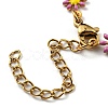 Ion Plating(IP) Golden 304 Stainless Steel Flower Link Chain Bracelets with Enamel BJEW-E088-02G-4