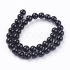Natural Black Onyx Round Beads Strand G-L087-10mm-01-2