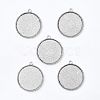 Tibetan Style Alloy Flat Round Pendant Cabochon Settings TIBEP-Q045-068G-AS-RS-1