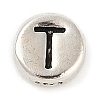 925 Sterling Silver Flat Round with Letter Beads LS-STER-G044-01AS-T-1