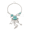 Alloy & Risin Imitation Turquoise Flower Bib Necklaces NJEW-L046-03AS-3