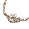 Flower Brass Link Bracelet with Clear Cubic Zirconia Tennis Chains BJEW-G690-06G-2