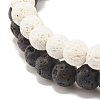 2Pcs 2 Style Natural Lava Rock(Dyed) Round Beaded Stretch Bracelets Set with Column Synthetic Hematite BJEW-JB07578-5