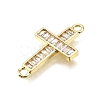 Brass Micro Pave Clear Cubic Zirconia Religion Cross Connector Charms KK-Z100-22G-04-2